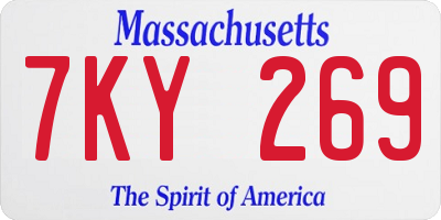 MA license plate 7KY269