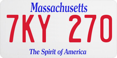 MA license plate 7KY270