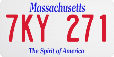 MA license plate 7KY271