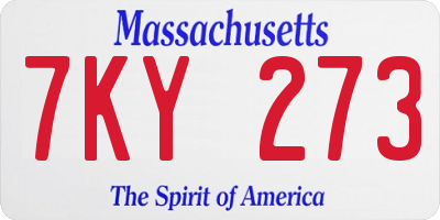 MA license plate 7KY273