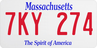 MA license plate 7KY274