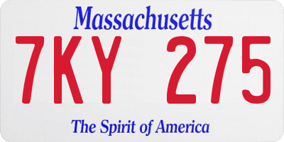 MA license plate 7KY275