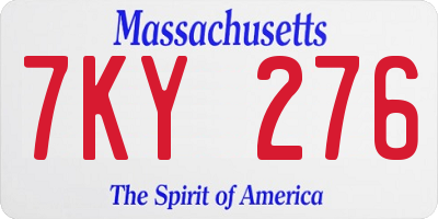 MA license plate 7KY276