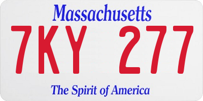 MA license plate 7KY277