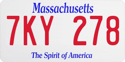 MA license plate 7KY278