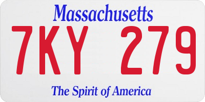 MA license plate 7KY279