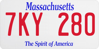 MA license plate 7KY280