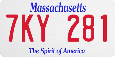 MA license plate 7KY281