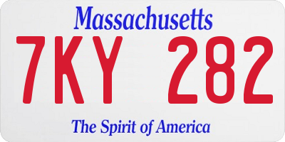 MA license plate 7KY282