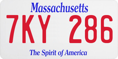 MA license plate 7KY286
