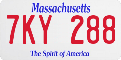 MA license plate 7KY288