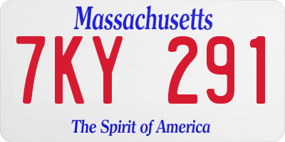 MA license plate 7KY291