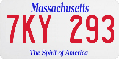MA license plate 7KY293