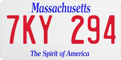 MA license plate 7KY294