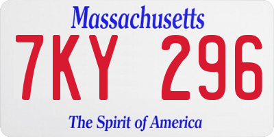 MA license plate 7KY296