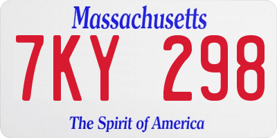 MA license plate 7KY298