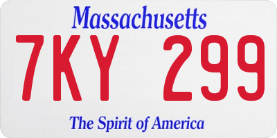 MA license plate 7KY299