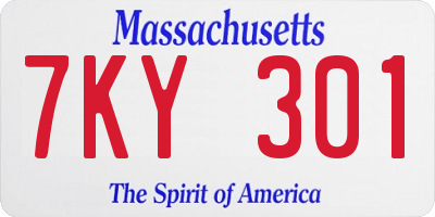 MA license plate 7KY301