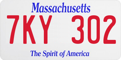 MA license plate 7KY302