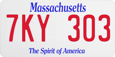 MA license plate 7KY303
