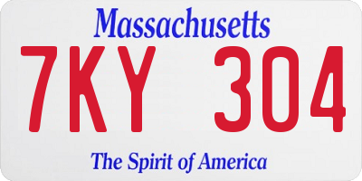 MA license plate 7KY304