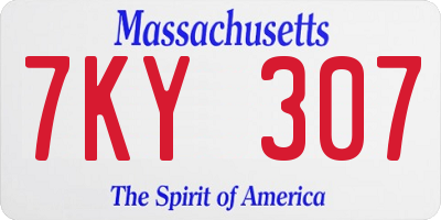 MA license plate 7KY307