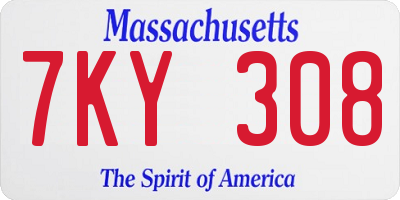 MA license plate 7KY308