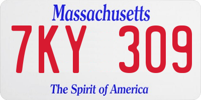 MA license plate 7KY309