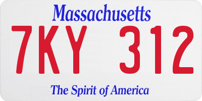 MA license plate 7KY312