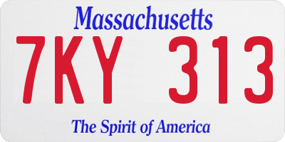 MA license plate 7KY313