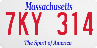 MA license plate 7KY314