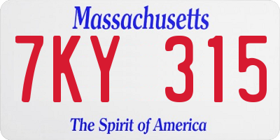 MA license plate 7KY315