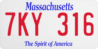 MA license plate 7KY316