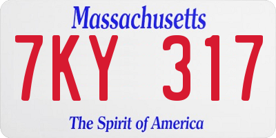 MA license plate 7KY317