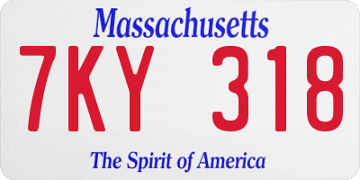 MA license plate 7KY318