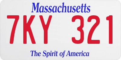 MA license plate 7KY321