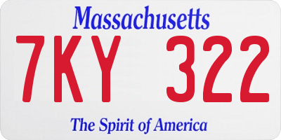 MA license plate 7KY322
