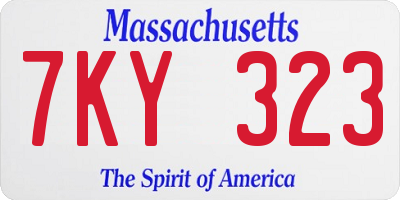 MA license plate 7KY323
