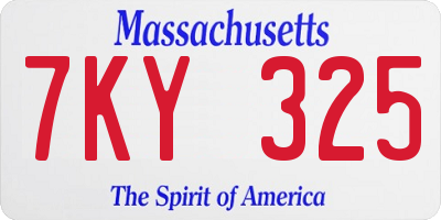 MA license plate 7KY325