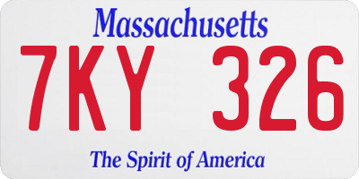 MA license plate 7KY326