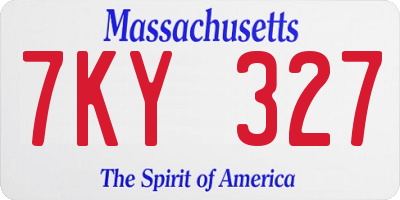 MA license plate 7KY327