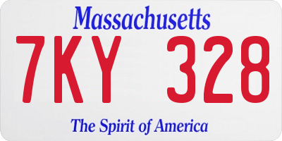 MA license plate 7KY328