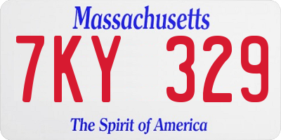 MA license plate 7KY329