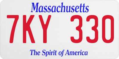 MA license plate 7KY330