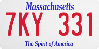 MA license plate 7KY331