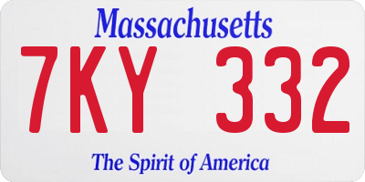 MA license plate 7KY332