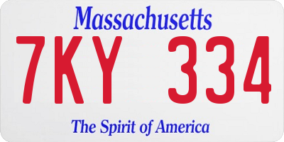 MA license plate 7KY334