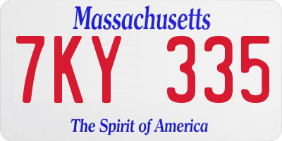 MA license plate 7KY335