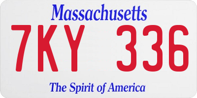 MA license plate 7KY336
