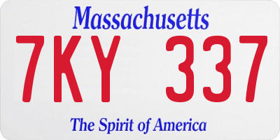 MA license plate 7KY337